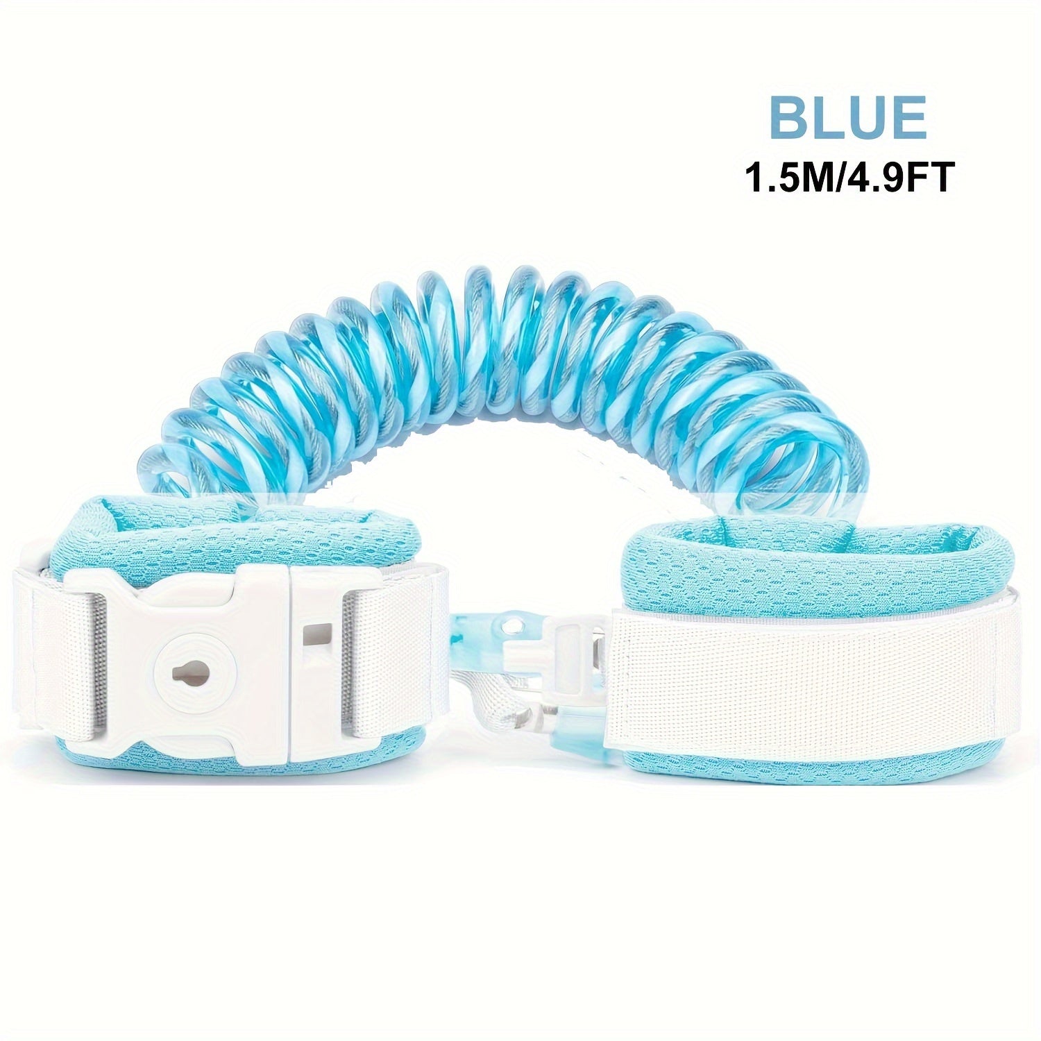 Child Safety Wrist Link Reflective Anti-Lost Harness with Key Lock and Whistle Blue