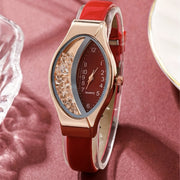 Women's Quartz Watch with Color Block Oval Pointer and Quicksand Dial