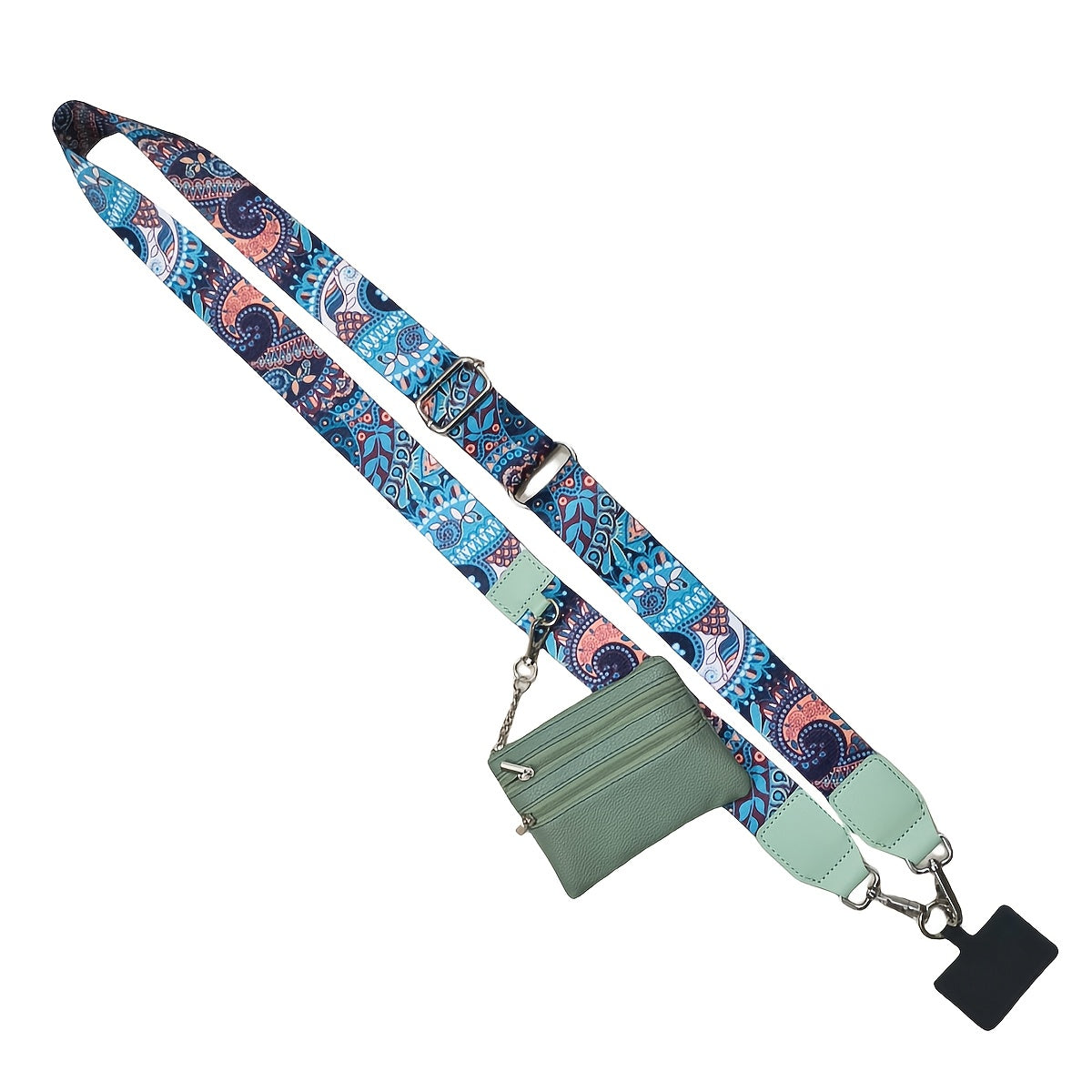 Mobile Phone Crossbody Strap with Wallet Adjustable Zippered Phone Holder White