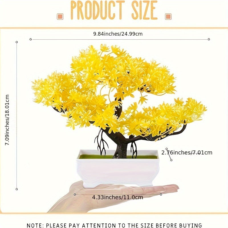 Uy ofis dekoratsiyasi va sovgʻalar uchun plastik sement pot bilan sunʼiy bonsai daraxti