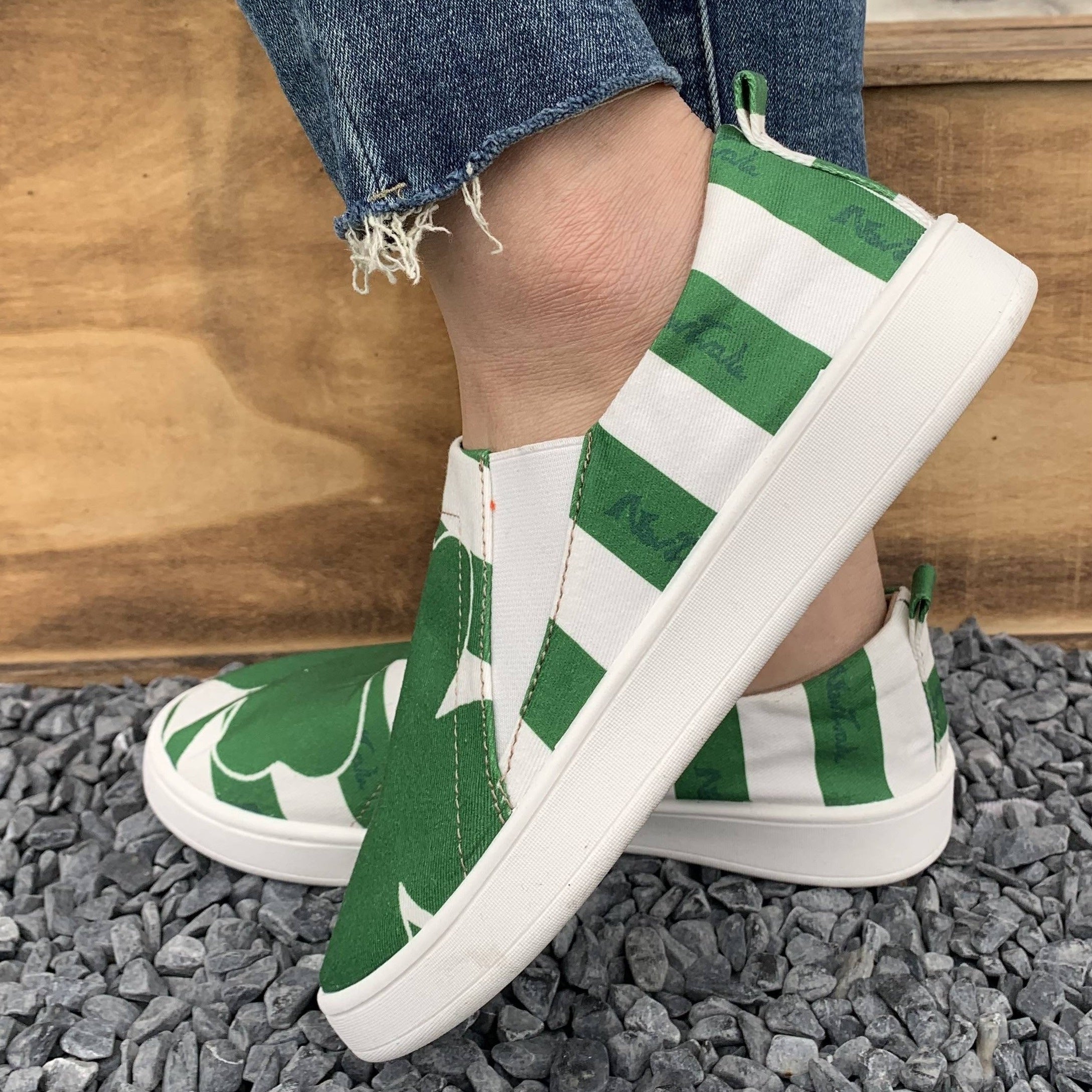Women's Striped Clover Slip-On Casual Shoes with Soft Soles