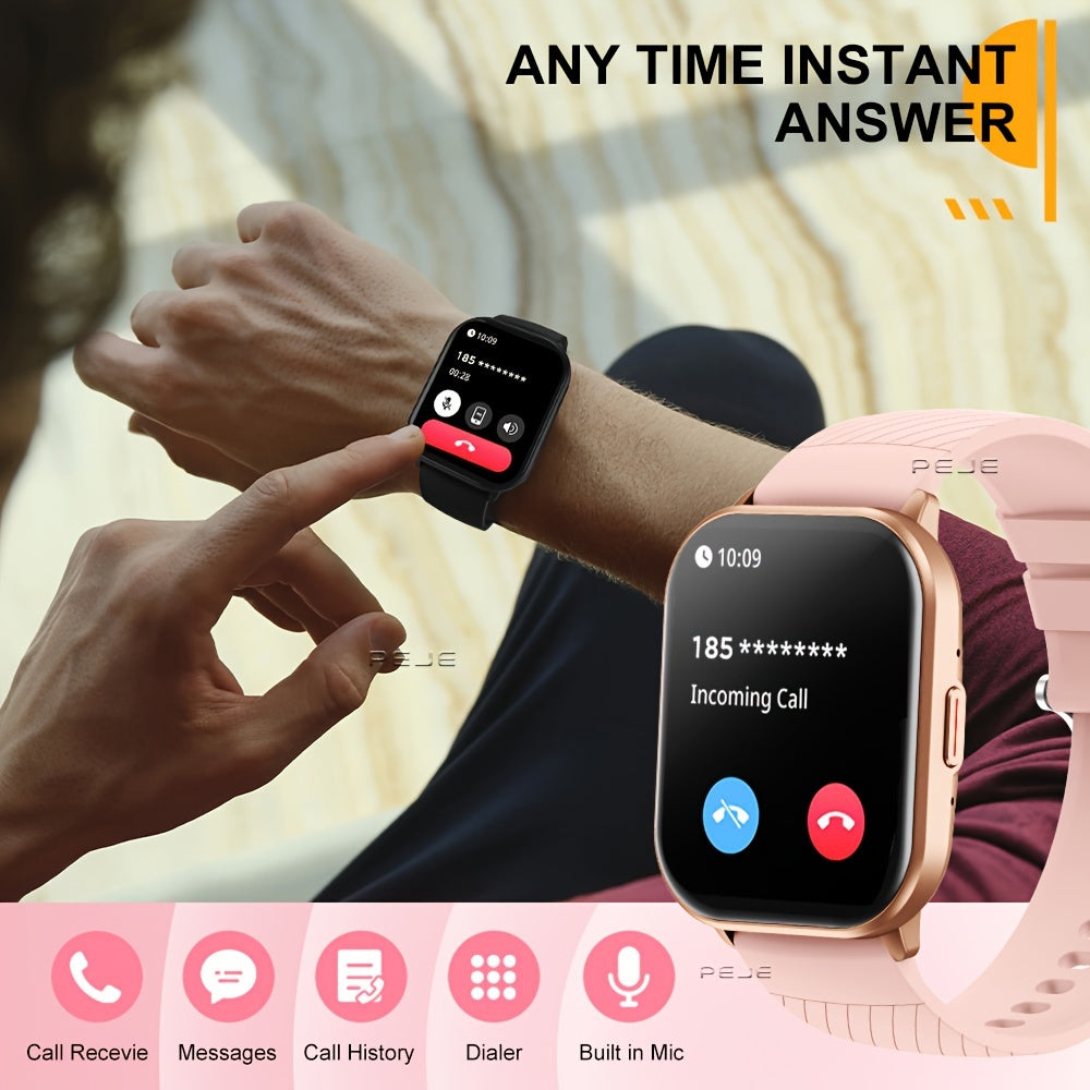 PEJE Aqlli Soat 5.11 sm TFT Sensorli Ekran, Suvga chidamli, Simsiz qo'ng'iroq qilish, 100+ rejim bilan Sport Fitness Kuzatuvchi, 280mAh qayta zaryadlanadigan batareya, Silika Gel Kamar, JL7012F6 Chip, 240p