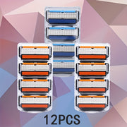 Paquete de 12 cuchillas de repuesto de acero inoxidable de 6 capas para afeitadora masculina para uso corporal