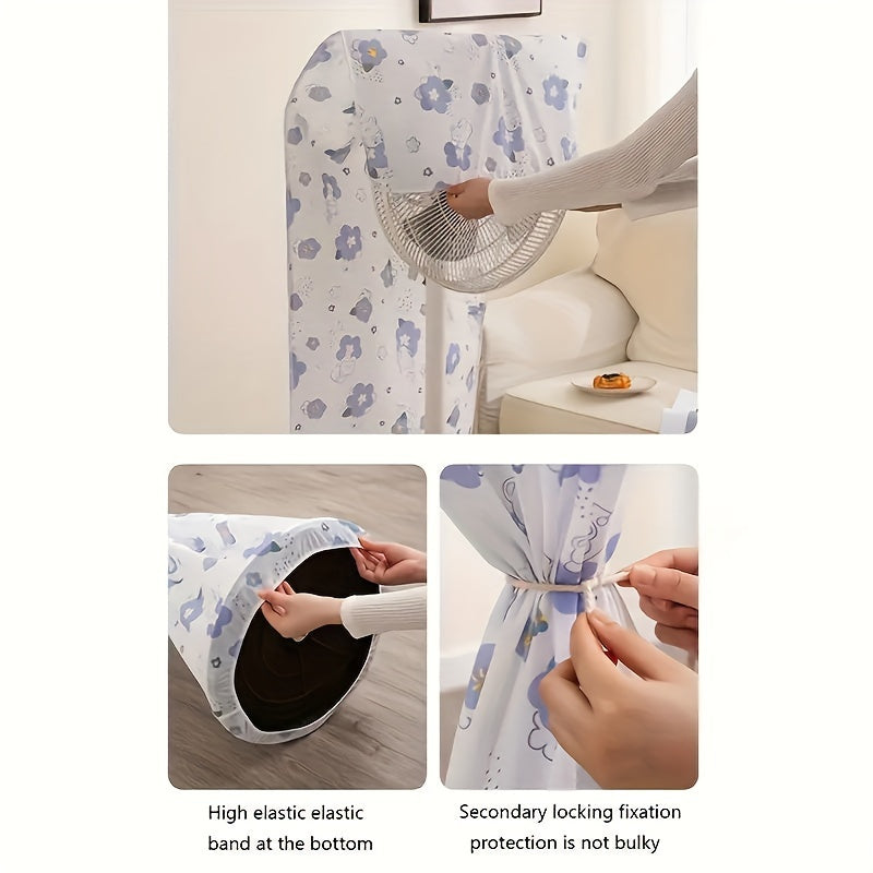 Modern Minimalist PVC Fan Dust Cover with Floral Patterns Full Protection Dust-Proof