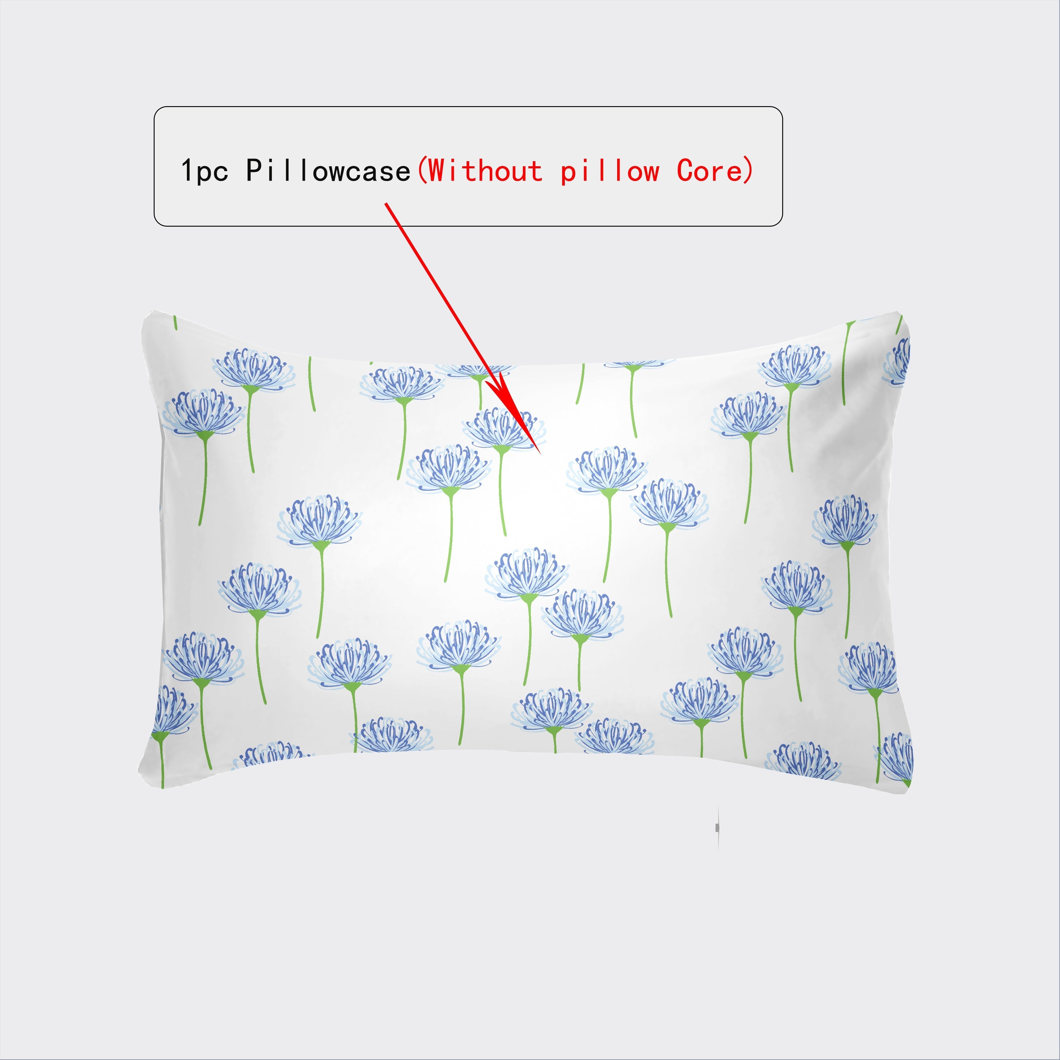 Funda de almohada de algodón con patrones de flores y cuadros, transpirable 144TC