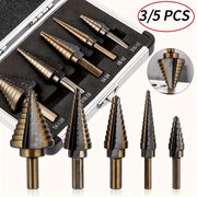 3/5 Pcs Set High Speed Steel Ladder Drill Bits for Metal and Aluminum