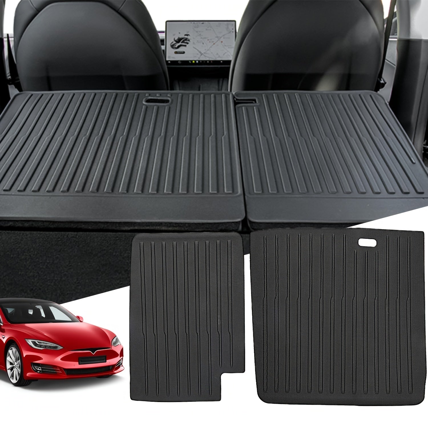 All-Weather TPE Floor Mats Set for Tesla Model 3 with Trunk and Backseat