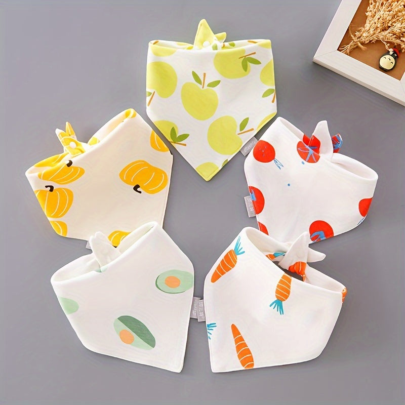 Baby Cotton Feeding Bibs Set of 5 with Double-Layer Triangular Design for Infants