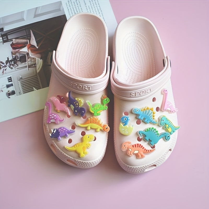 12 шт. украшений для обуви динозавров для мальчиков PVC светящиеся украшения для сабо и сандалий