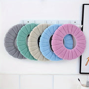 Set of 5 Plush Linen Toilet Seat Covers with Removable Cushioned Protectors and Contrasting Handles