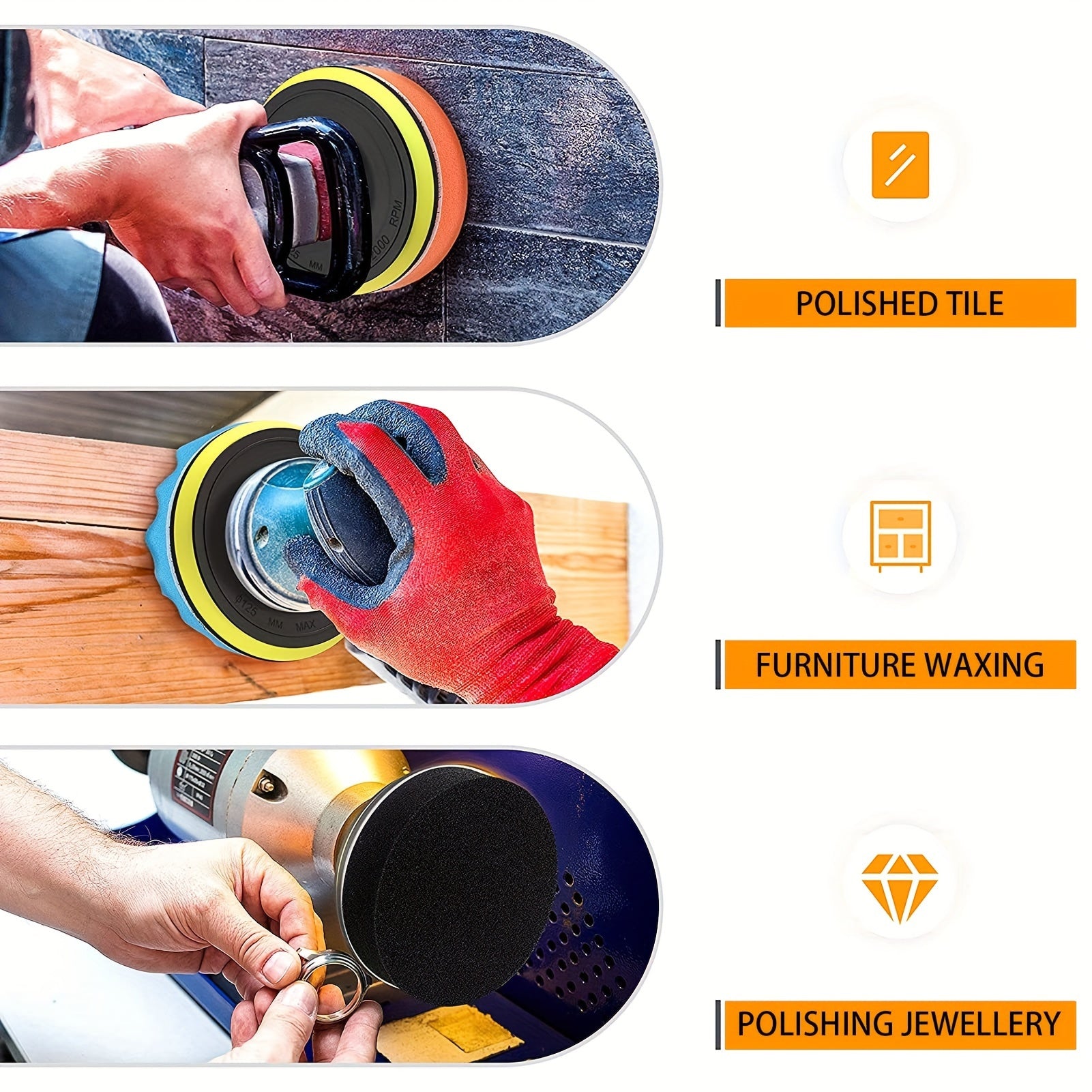 38pcs Car Foam Buffing Polishing Pads Kit Headlight Restoration Sponge Pads