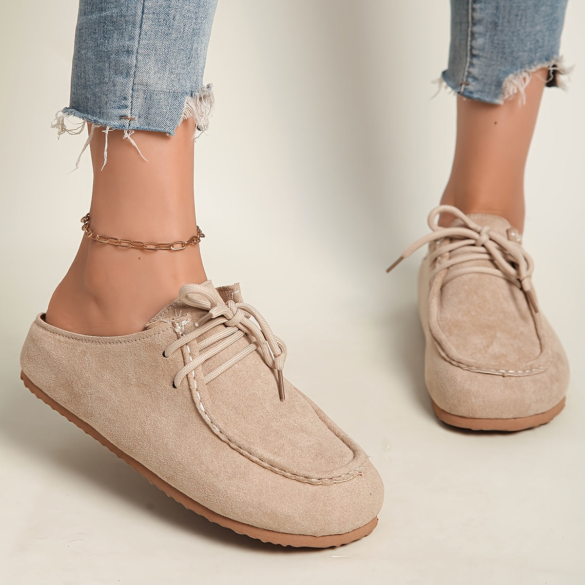 Women's Slip-On Mules with Lace-Up Design Casual Flip Flops