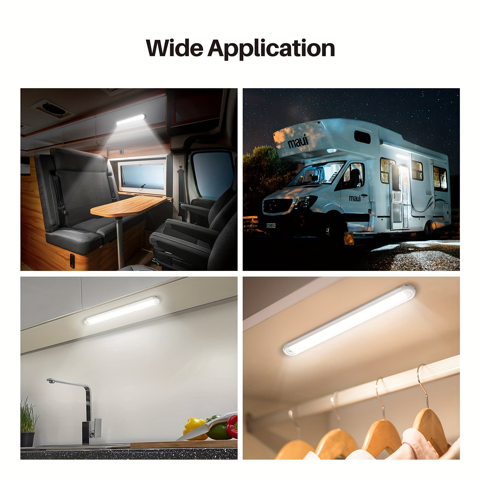 2 Pack White LED Interior Light Bar for RV Van Truck Camper Boat