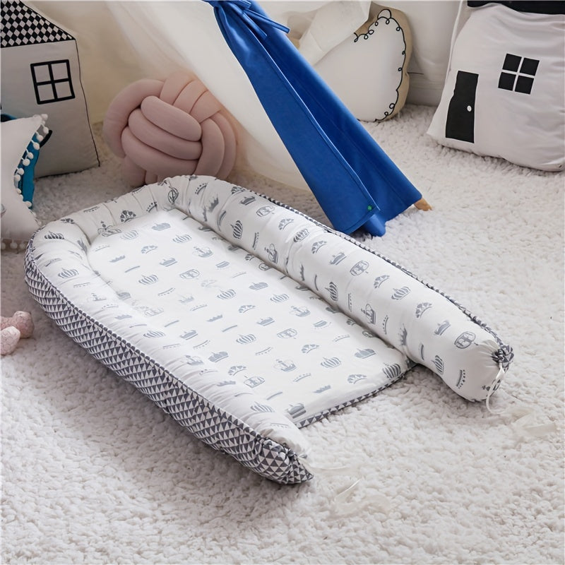 Kids Travel Bed Portable Foldable Washable with Anti-Pressure Cotton and Removable Pillow