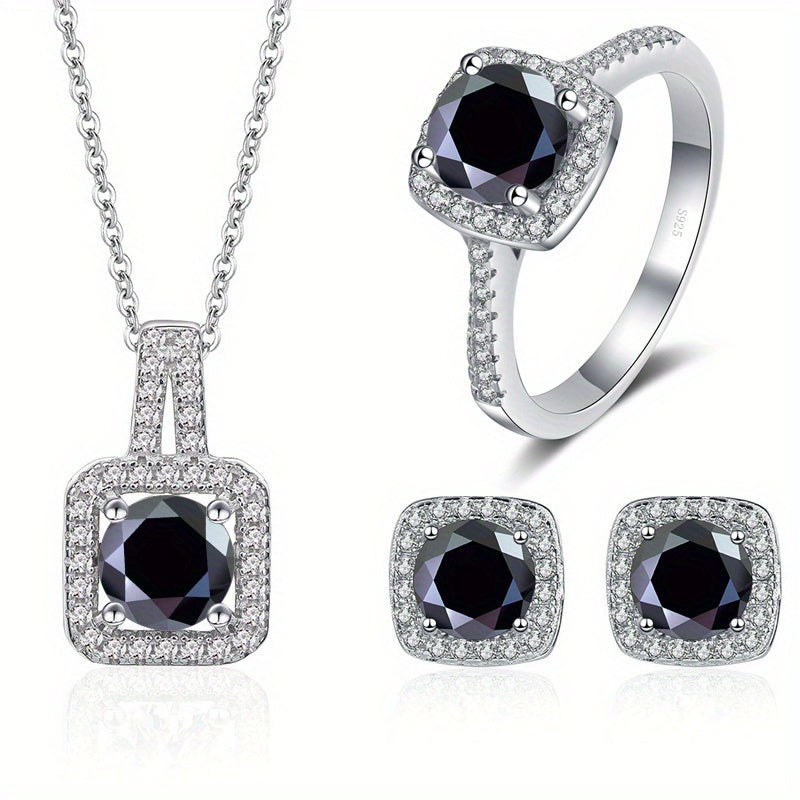 Moissanite Jewelry Set Earrings Necklace Ring 1ct Sterling Silver Gift for Lover