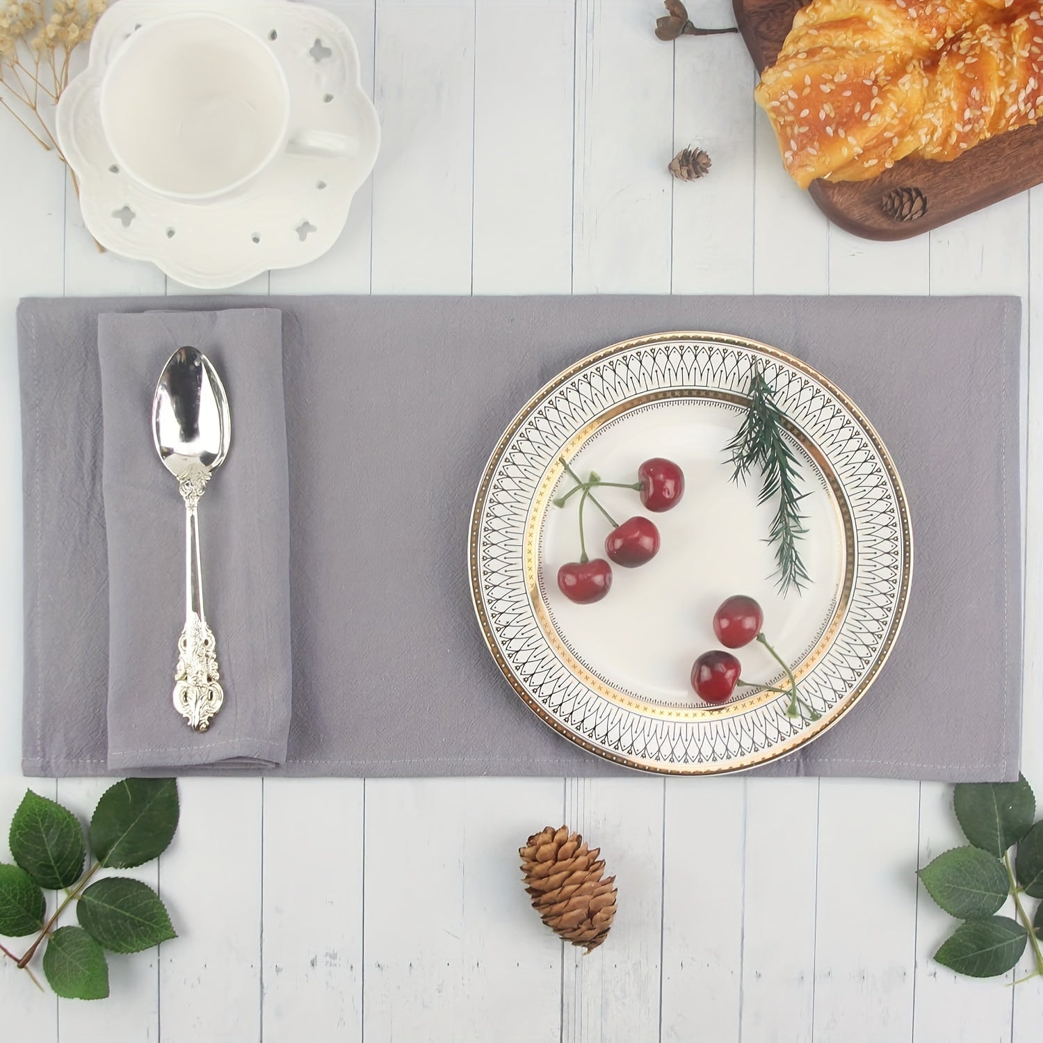 Set of 6 Solid Color Washable Cloth Dinner Napkins 40x40 cm for Parties Weddings