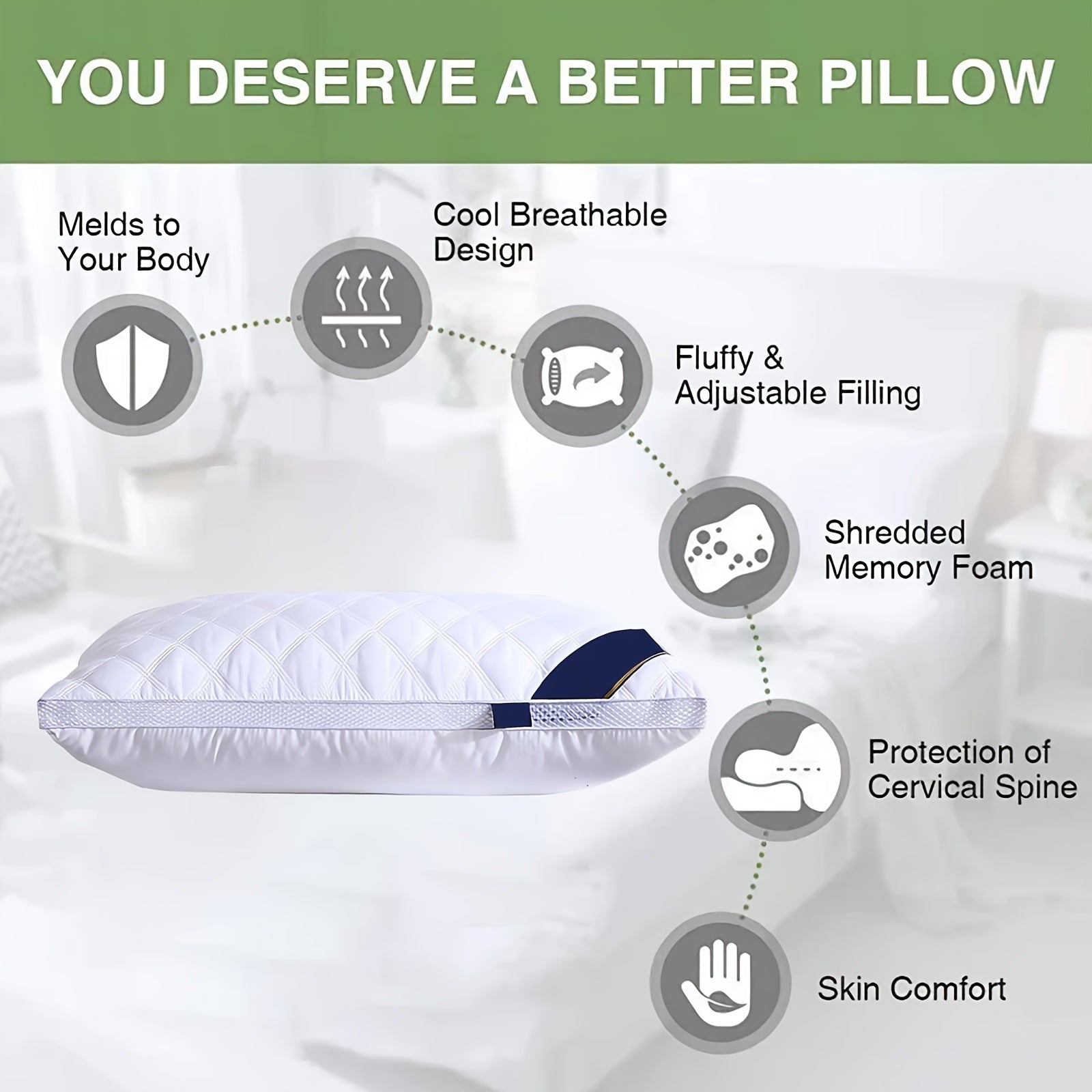 Hotel Pillow for Home Dorm RV Support Neck Spine Comfort