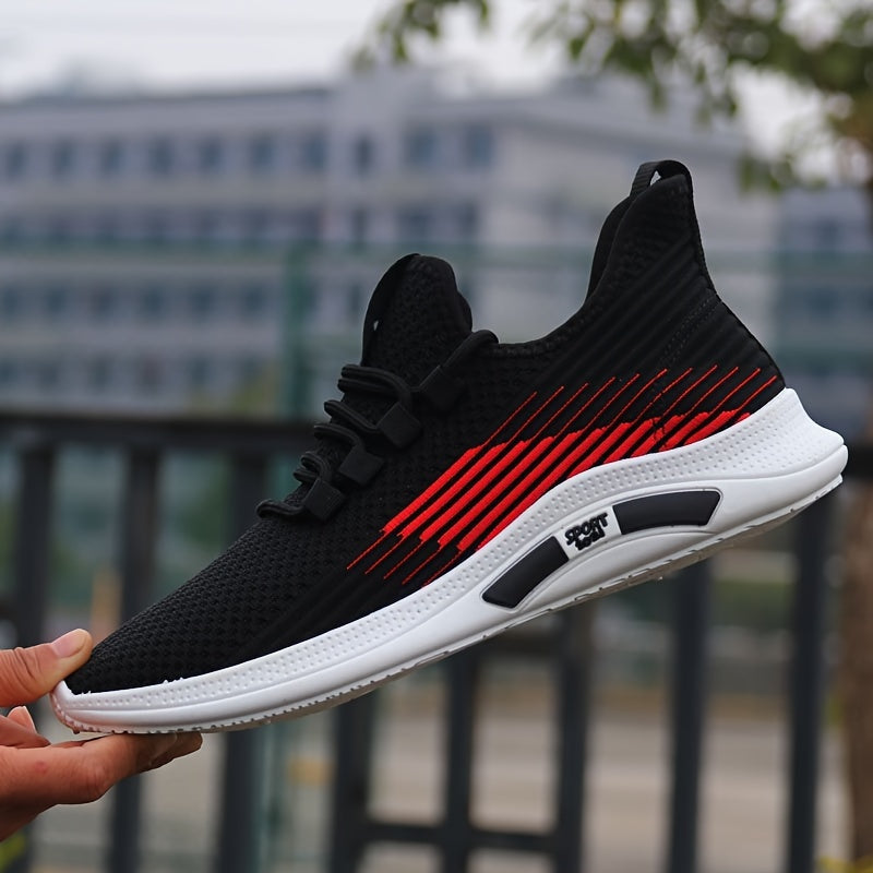 Zapatillas de punto tejidas para hombre para actividades al aire libre suela de goma antideslizante zapatos casuales con cordones