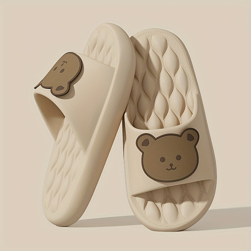 Мультяшный дизайн медведя EVA тапочки для пар, нескользящие, легкие, для дома и улицы, лето, повседневные, бежевые и коричневые