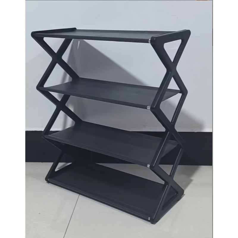 Modern X-Shaped Shoe Rack with Dustproof Shelf, Space-Saving Plastic Organizer