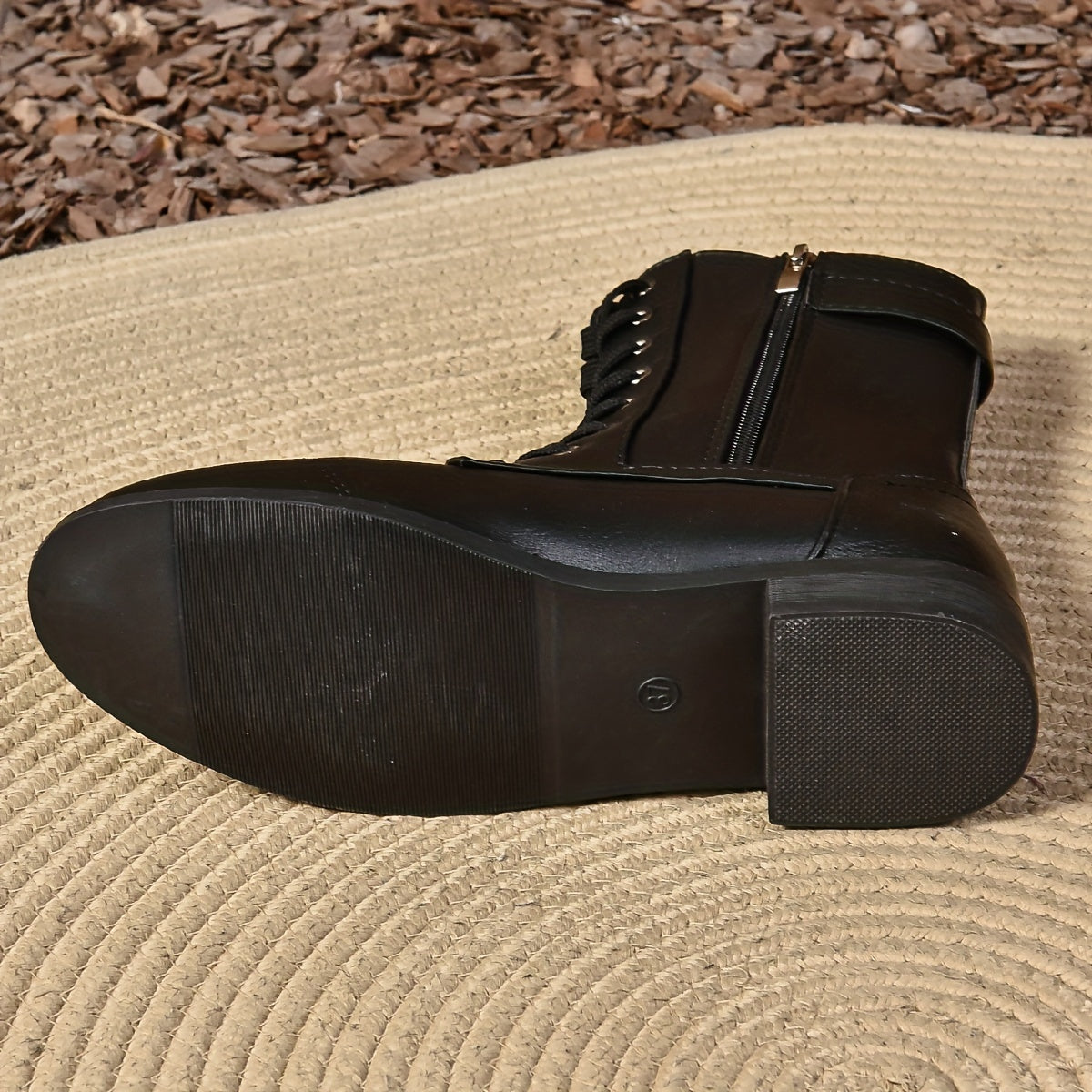 Women's Motorcycle Boots Mid-Calf Leather Zipper Buckle Casual