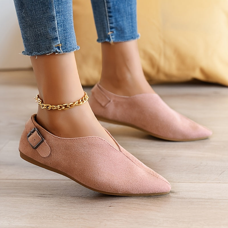 Women's Slip-On Loafers Casual Flat Shoes Comfortable Soft Pointed Toe