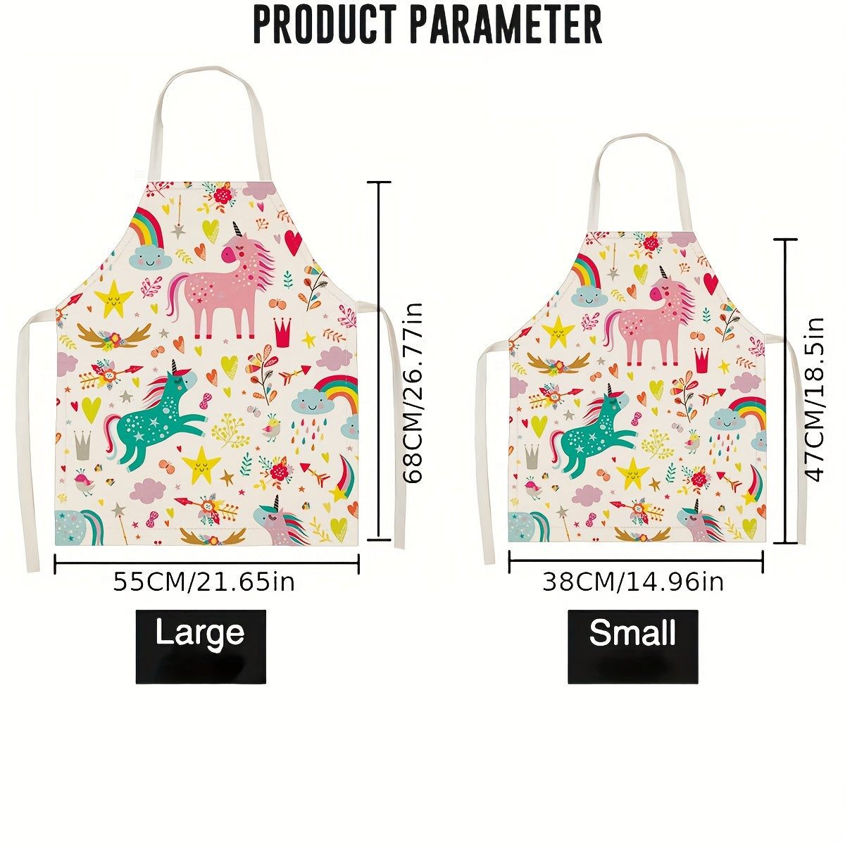 Unicorn Cartoon Apron Stain-Resistant Linen for Cooking Baking Gardening