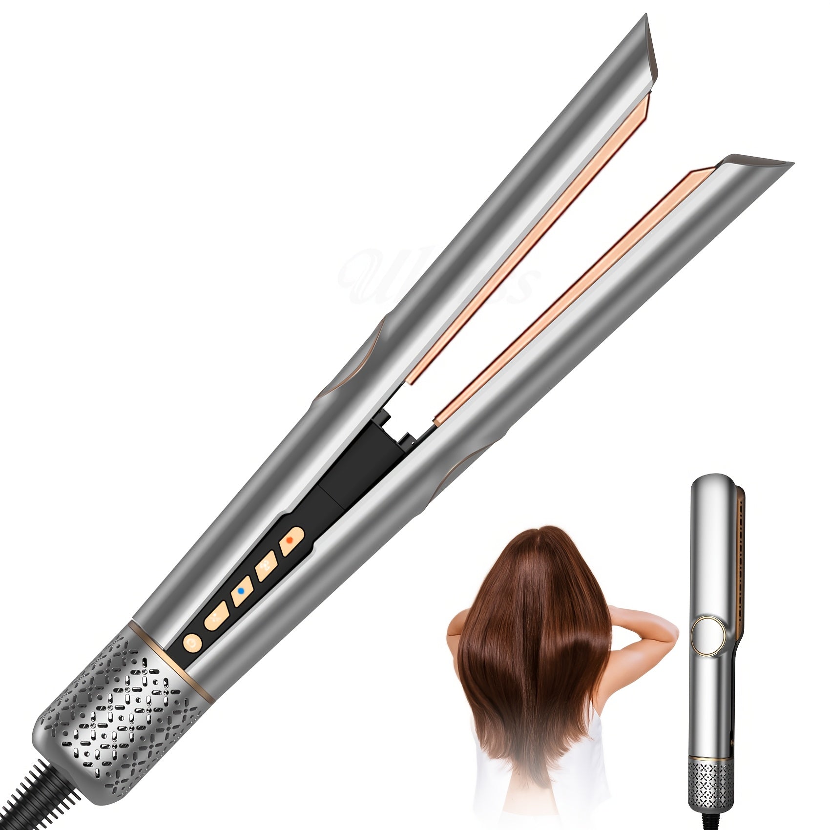 2-in-1 Hair Straightener and Dryer European Plug Rapid Heat-Up No Heat Damage Sleek Hairdryer