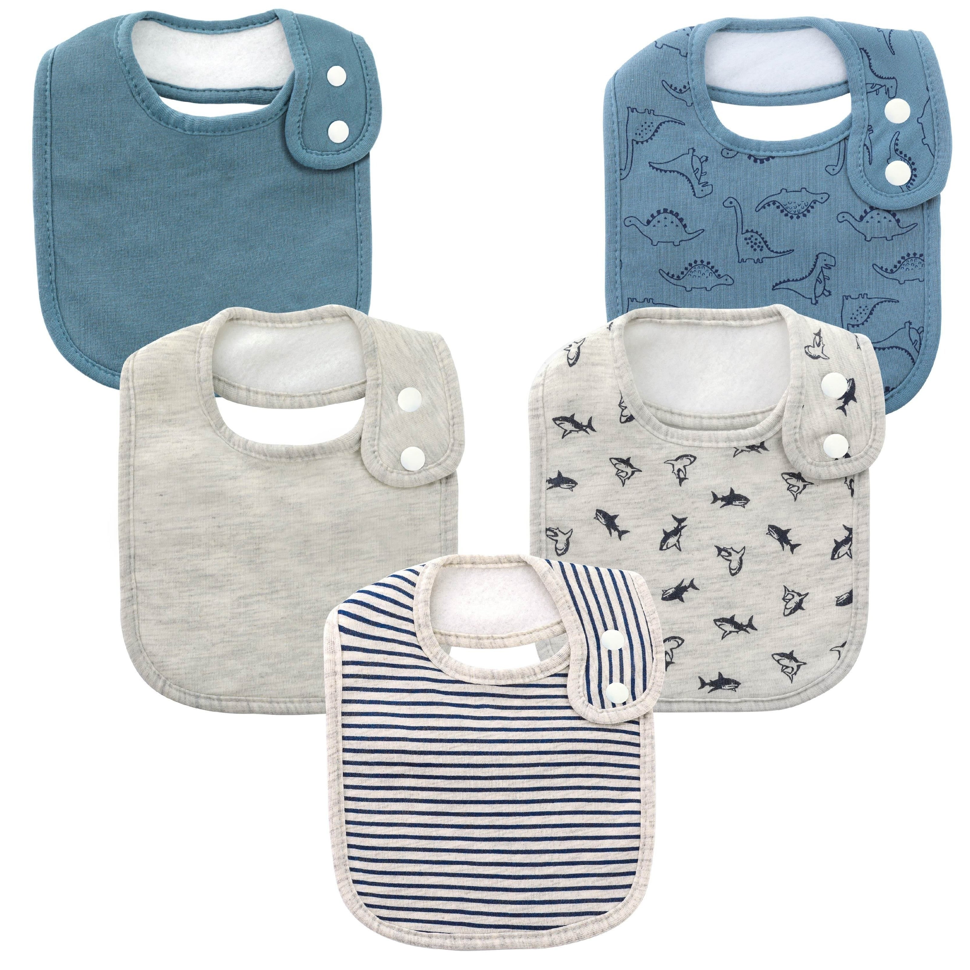 Set of 5 Soft Absorbent Baby Bibs for Drooling, 0-36 Months, Gift Set