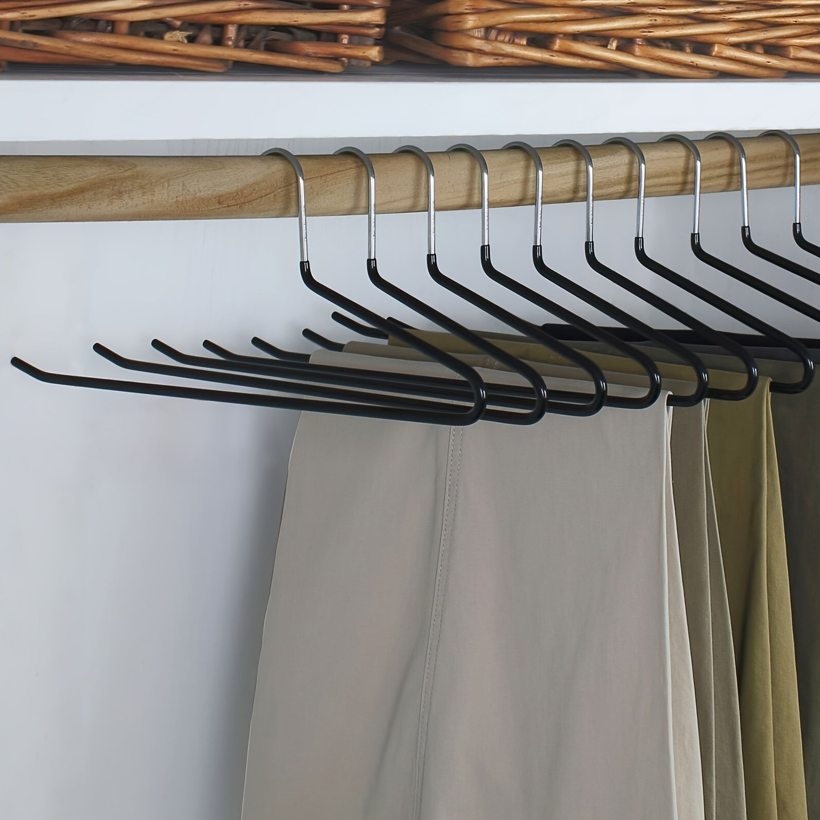 Set of 10 Stainless Steel Hangers Non-Slip Pants Skirt Dress Closet Organizer