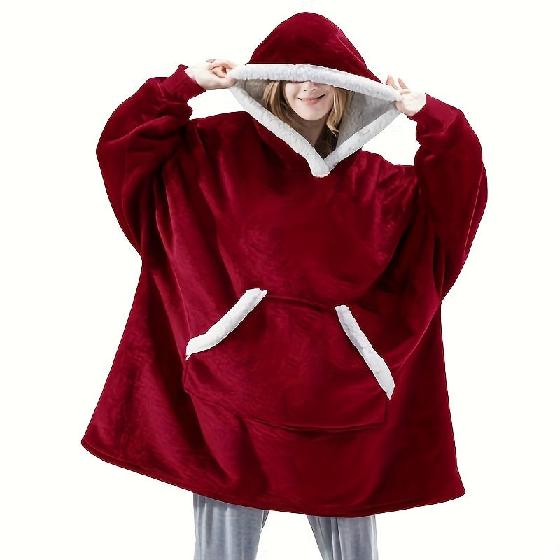 Unisex Fleece Hoodie Blanket with Pockets, Cozy, Machine Washable