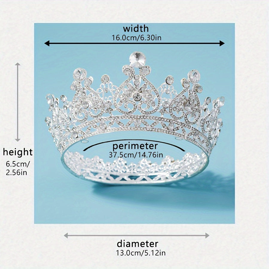 Elegant Crown with Rhinestones for Princess, Queen, Wedding, Party Accessories