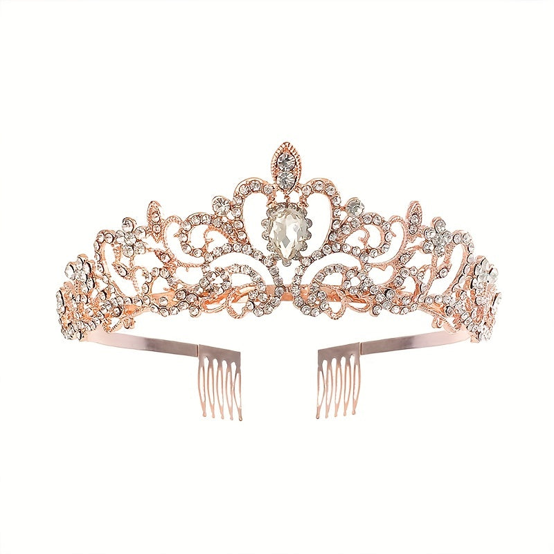 Women's Vintage Bridal Crown with Rhinestones Sparkling Hair Accessory