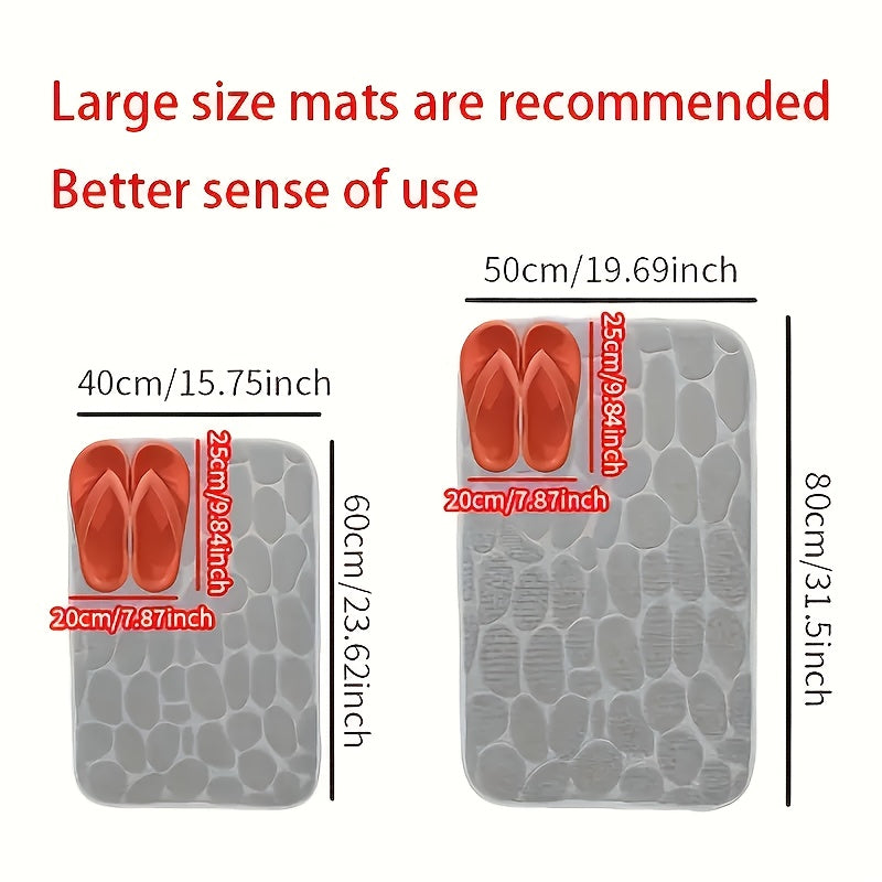 Coral Velvet Bathroom Mat Non-slip Pebble Grip Machine Washable Geometric Pattern