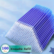 Set of 100 Erasable Gel Pen Refills Blue and Black Ink Fine Point Washable Handle