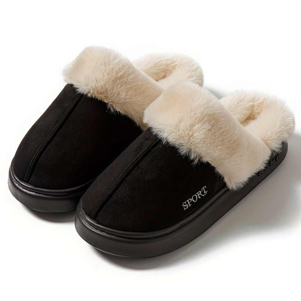 Women's Winter Slippers Non-Slip Thick Sole Fluffy Cuff Indoor Indoor Use
