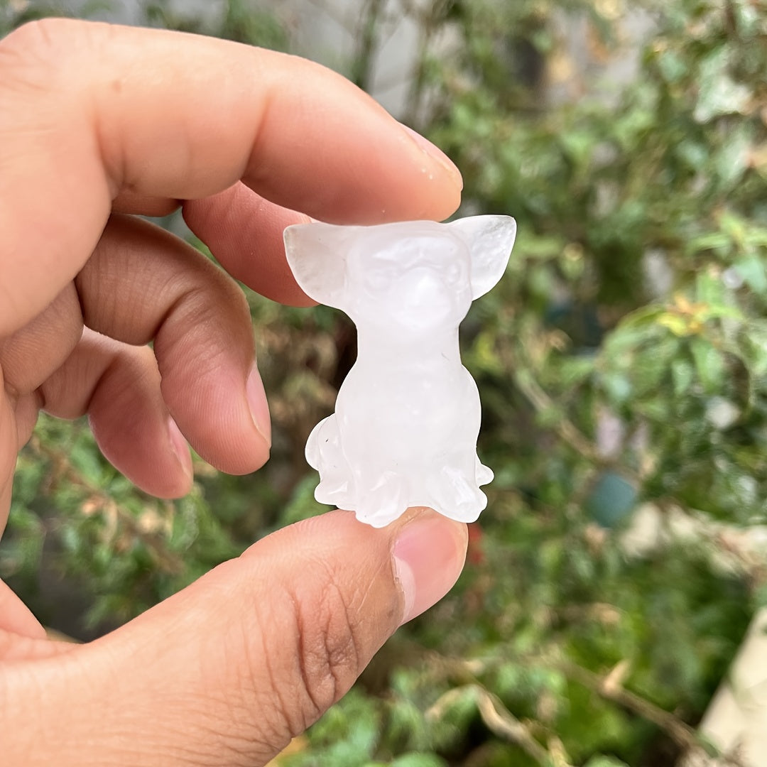 Crystal Chihuahua Dog Carving Natural Crystal Home Decor Office Decor Gift