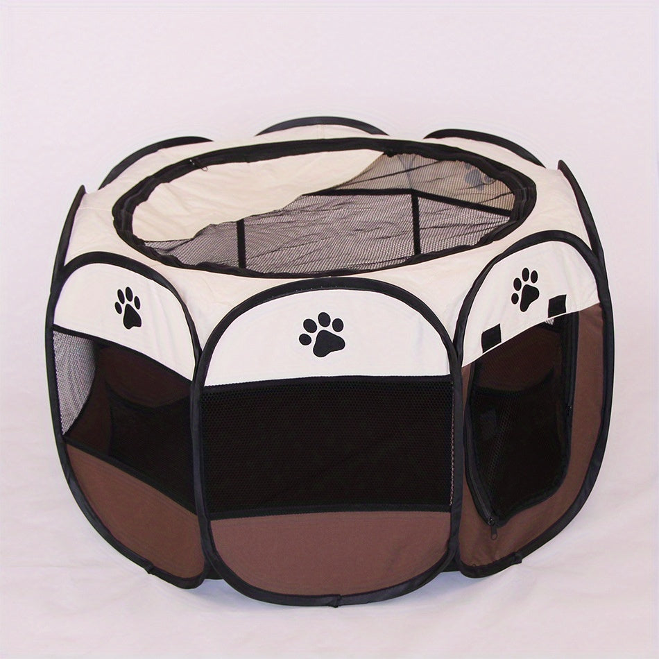 Eight-Sided Foldable Pet Cage for Dogs and Cats Made of Durable Oxford Cloth