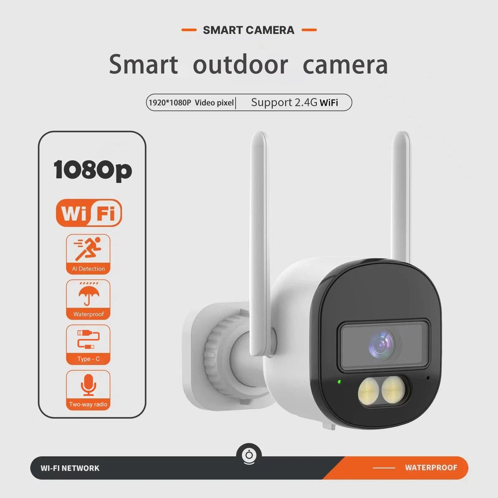 1080P Wireless Outdoor Security Camera Bundle with Night Vision Motion Detection and Two-Way Audio
