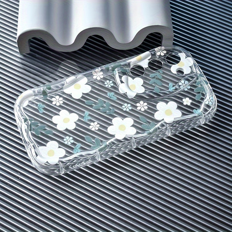 Mobile Phone Case with Flower Pattern for Samsung Galaxy A Series TPU Transparent Protective Cover