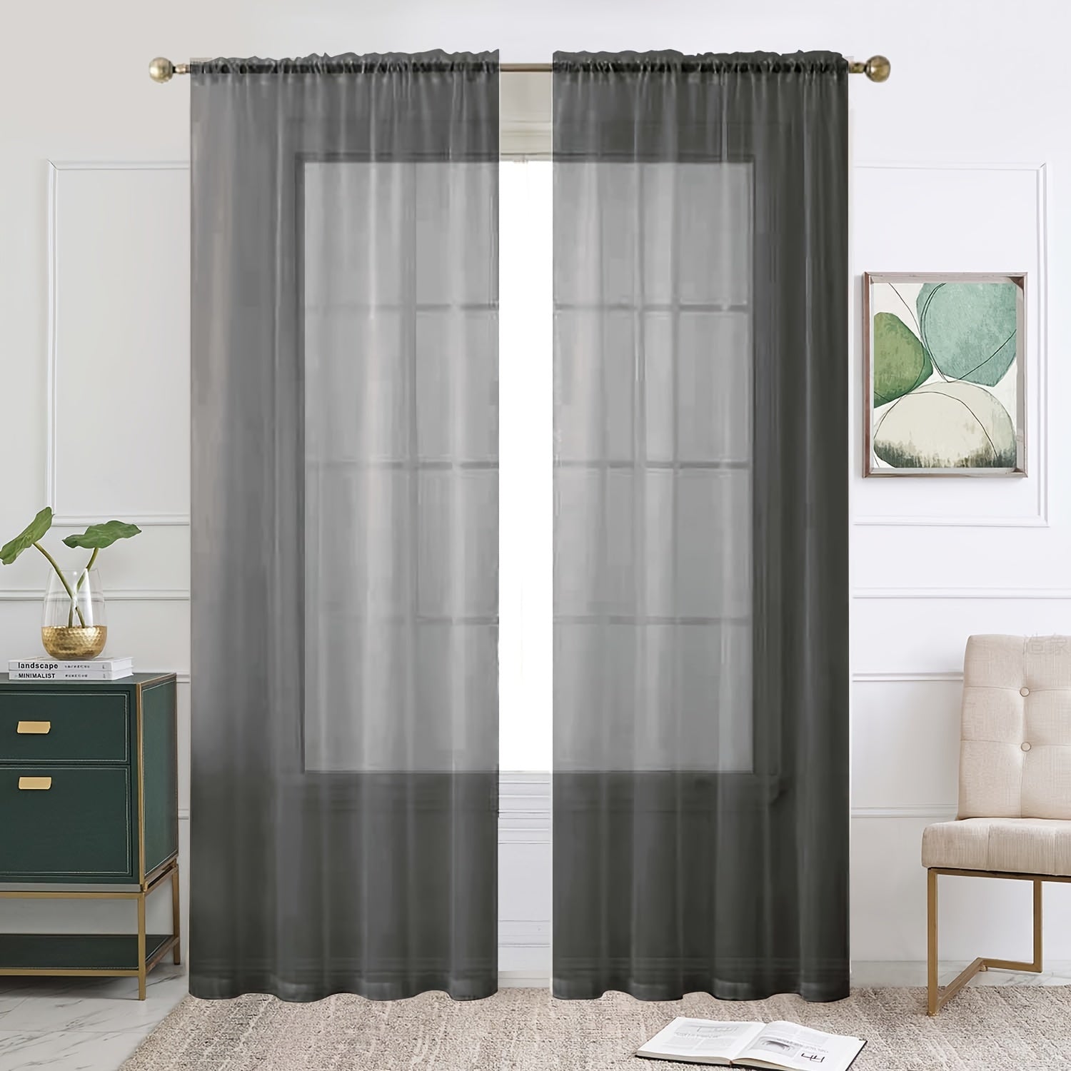 Sheer Curtain Single Panel Light Filtering Privacy Rod Pocket for Living Room Bedroom Kitchen