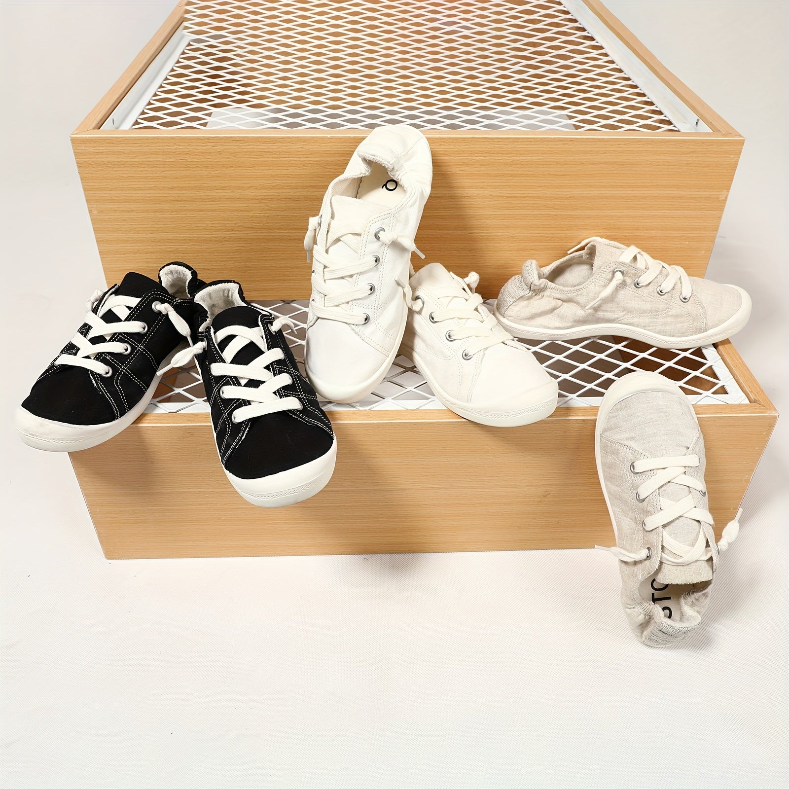 Women's Canvas Lace-Up Sneakers, Solid Color Casual Walking Shoes