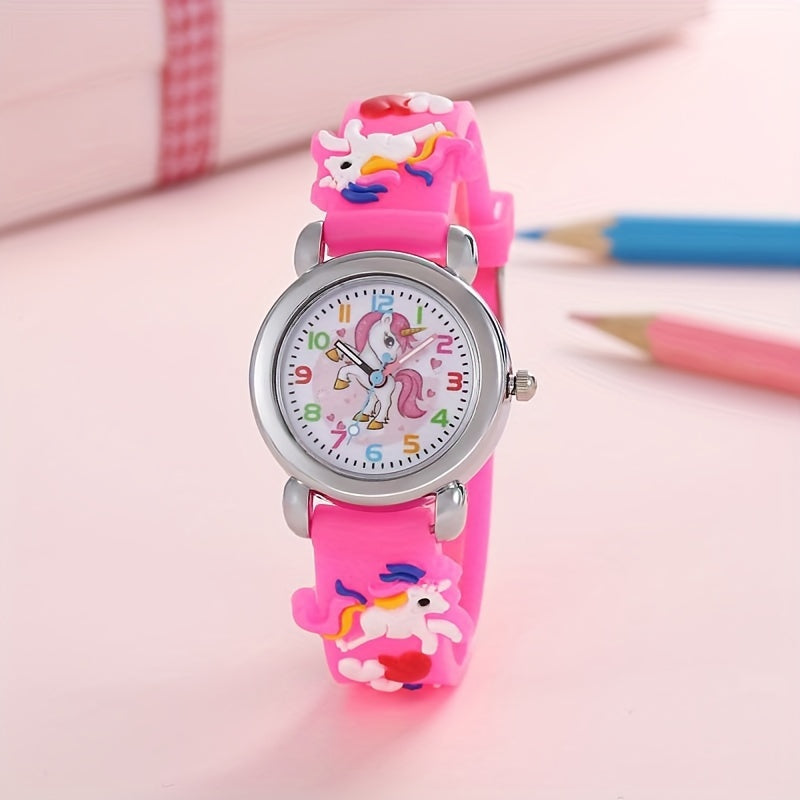 Kids' Dinosaur Quartz Watch for Children with Silicone Band and Colorful Design