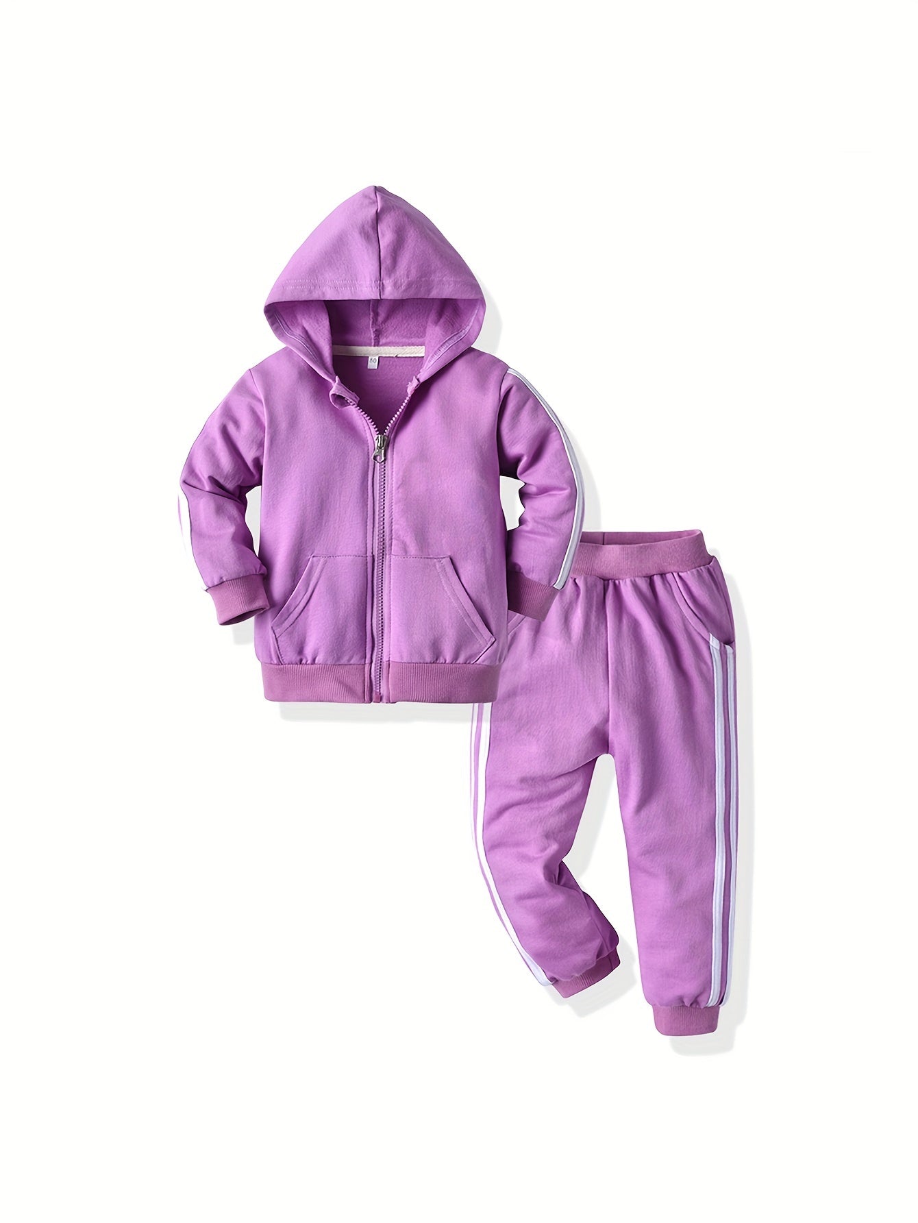 Kids Boys Sporty Jacket and Casual Pants Set with Zipper Hoodie for Fall Winter