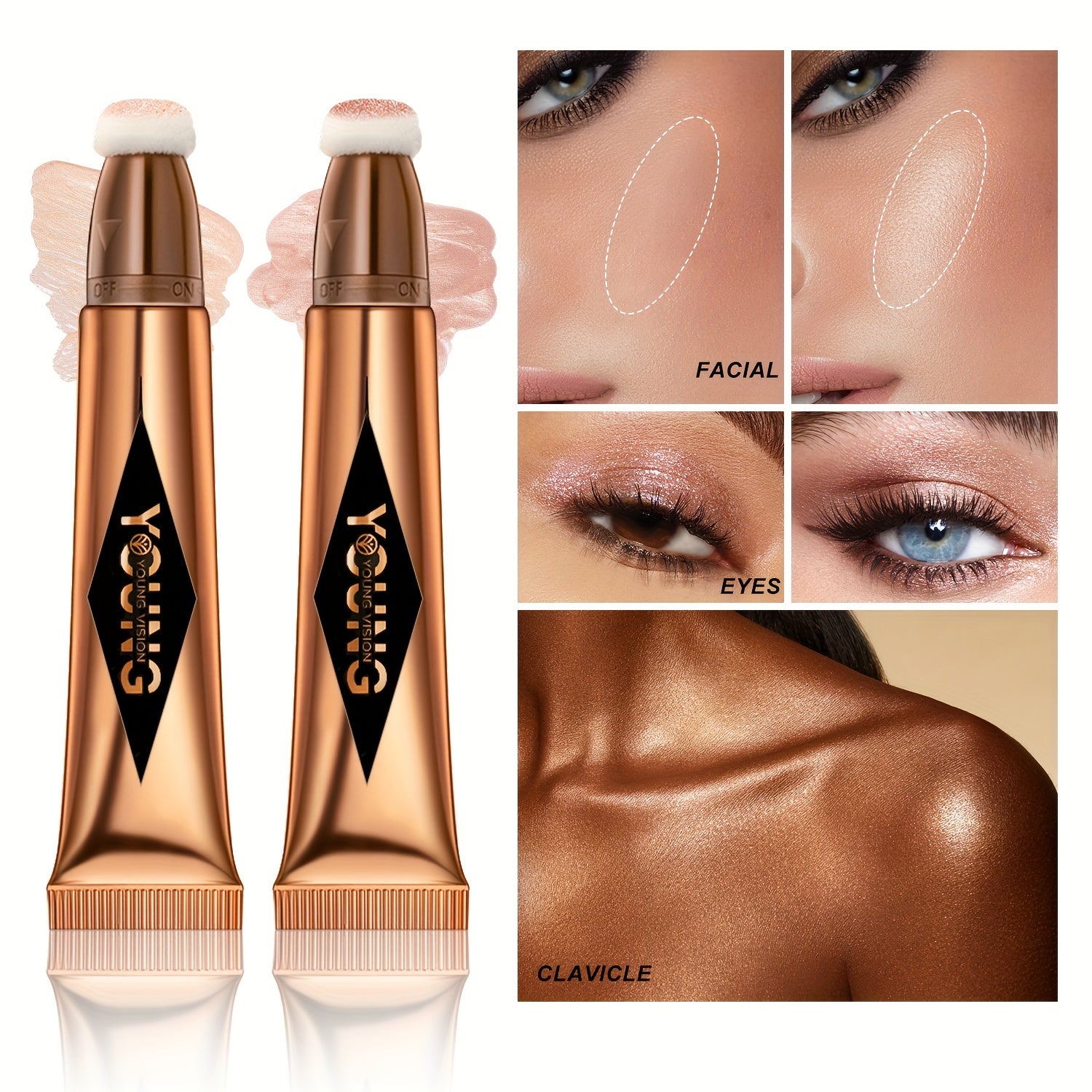 Set de colorete líquido y iluminador para mujer, contorno de maquillaje multicolor