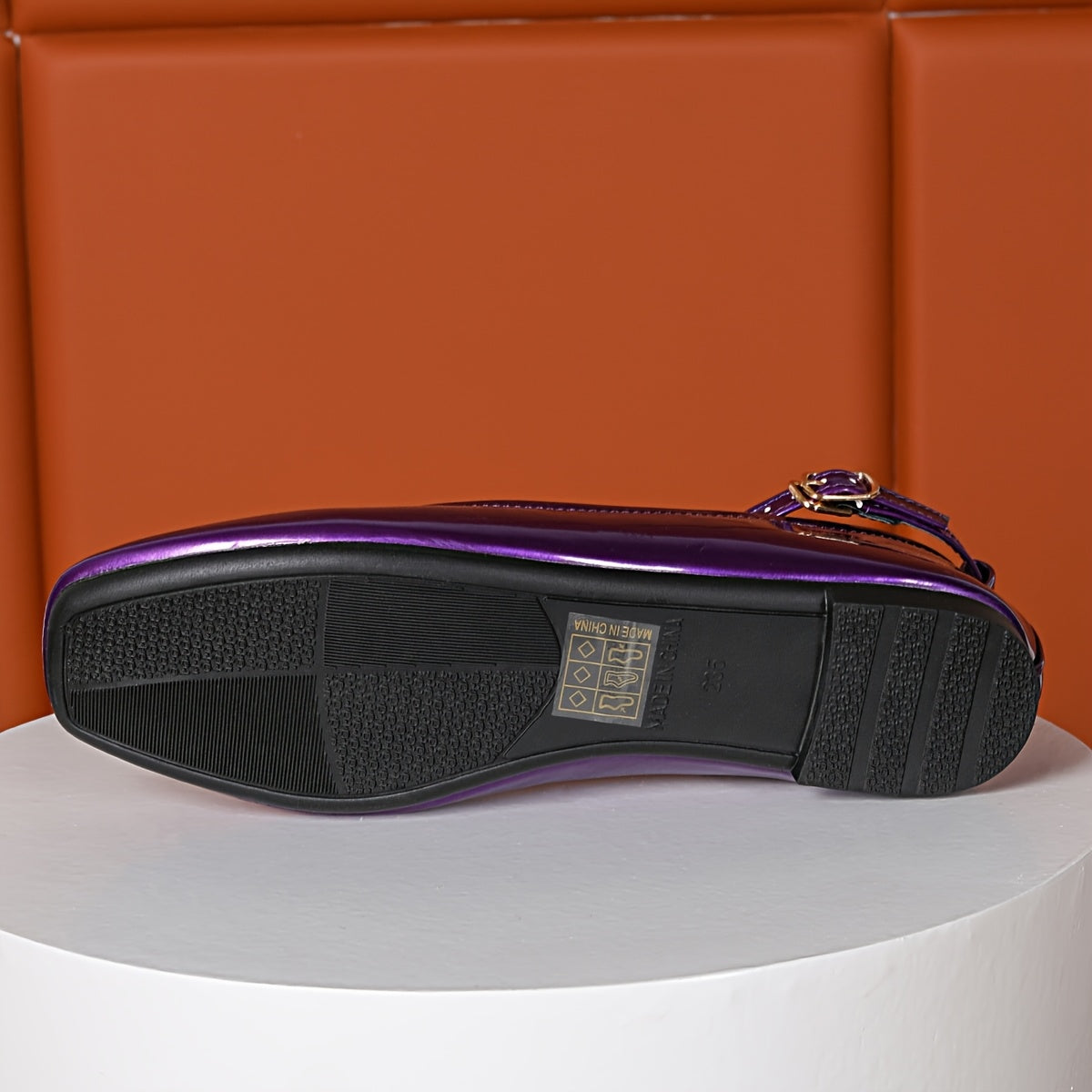 Women’s Purple Mary Jane Flats with Buckle Adjustable Strap Synthetic Shoes