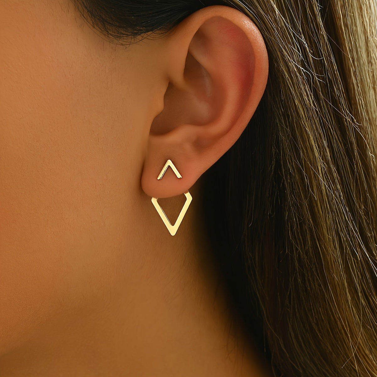 Women's Minimalist Iron Geometric Line Stud Earrings Two-Way Wearable Jewelry