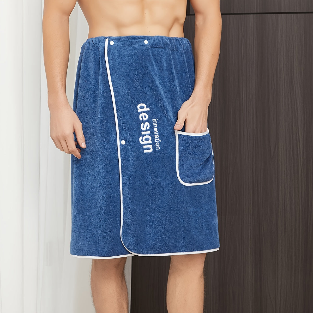 Мужской халат с вышивкой, мягкий и удобный для душа, сауны, спа.