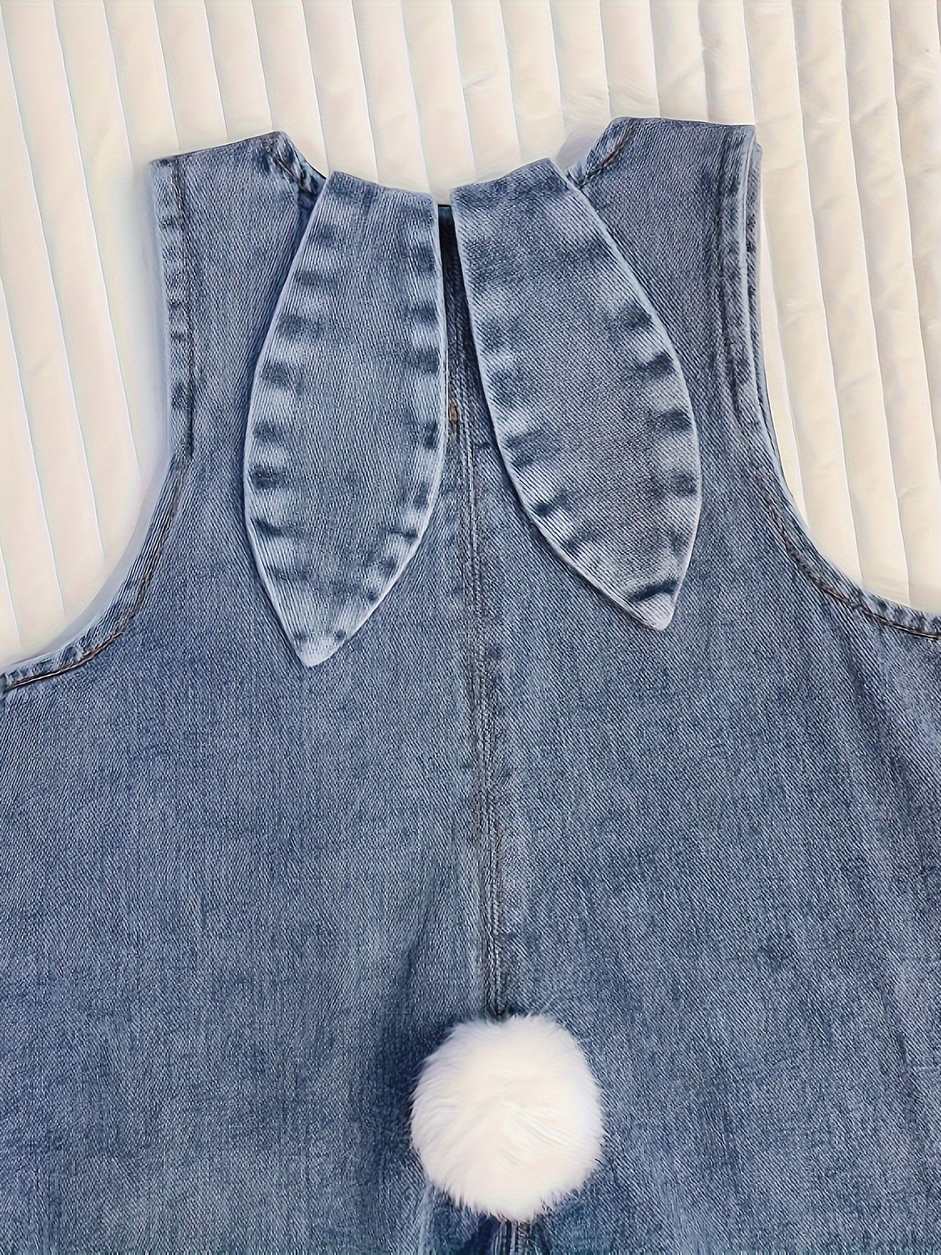 Children's Denim Overalls with Bunny Ear Details for Kids Autumn Casual Wear
