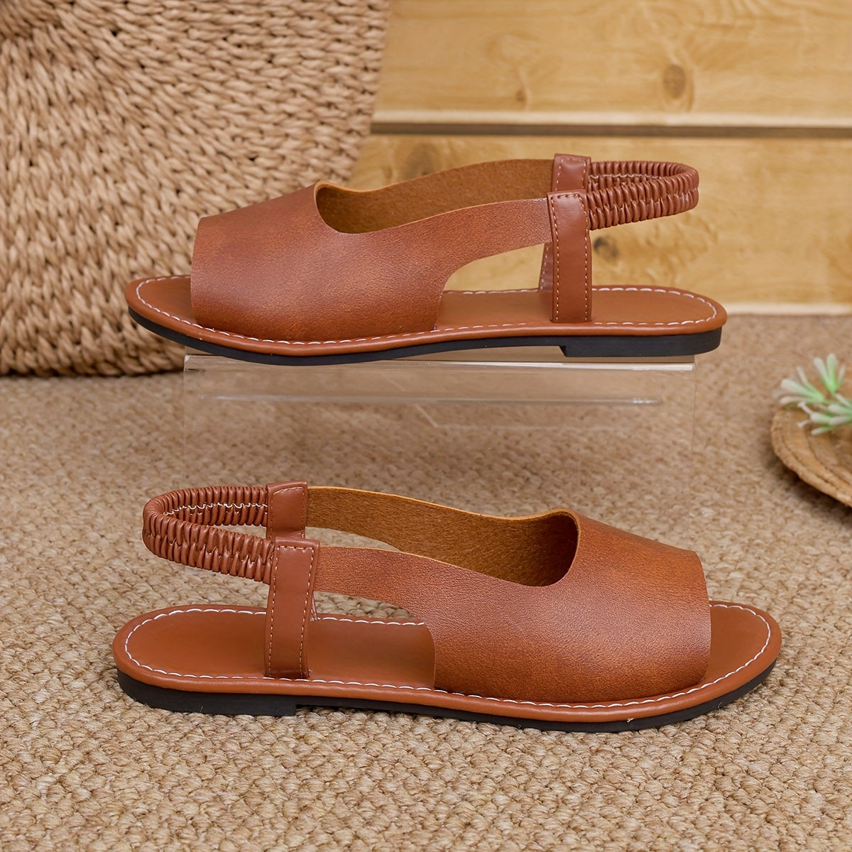 Women's Flat Sandals Open-Toe Summer Shoes Adjustable Straps White Yellow Brown Black